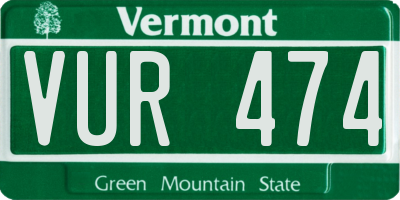 VT license plate VUR474