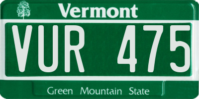VT license plate VUR475