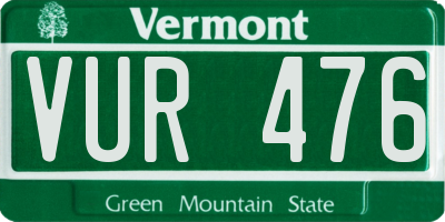 VT license plate VUR476