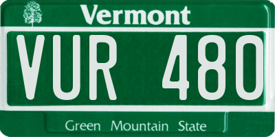 VT license plate VUR480