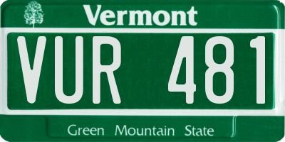 VT license plate VUR481