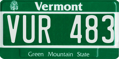 VT license plate VUR483