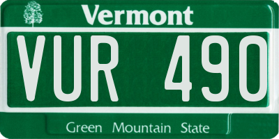 VT license plate VUR490