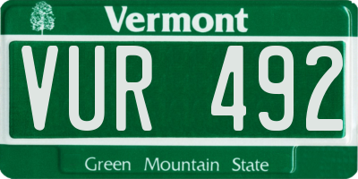 VT license plate VUR492