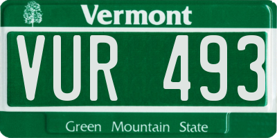 VT license plate VUR493