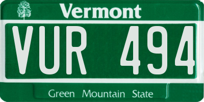 VT license plate VUR494