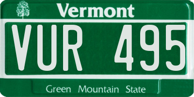 VT license plate VUR495