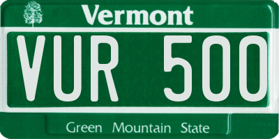 VT license plate VUR500