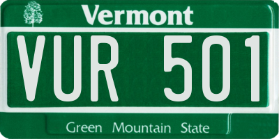 VT license plate VUR501