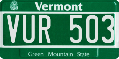 VT license plate VUR503