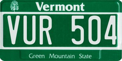 VT license plate VUR504