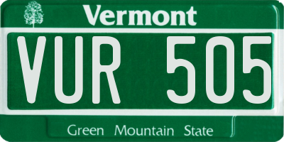 VT license plate VUR505