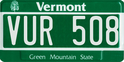 VT license plate VUR508