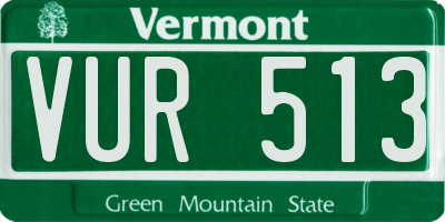 VT license plate VUR513