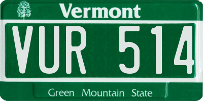 VT license plate VUR514