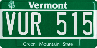 VT license plate VUR515