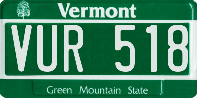 VT license plate VUR518