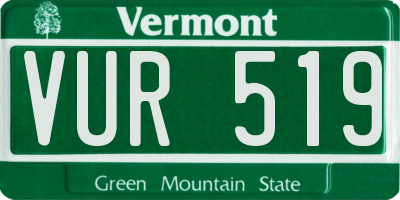 VT license plate VUR519