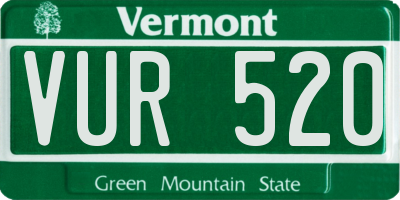 VT license plate VUR520