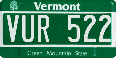 VT license plate VUR522