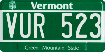 VT license plate VUR523