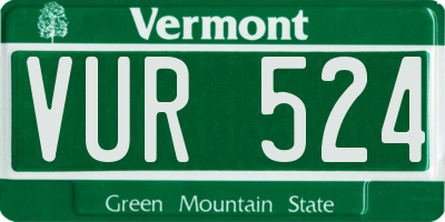 VT license plate VUR524