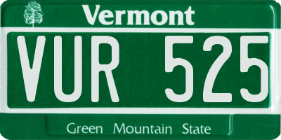 VT license plate VUR525