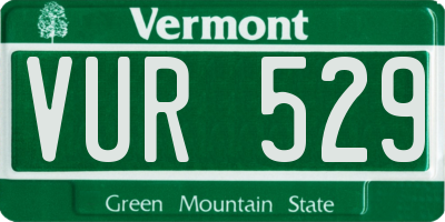 VT license plate VUR529