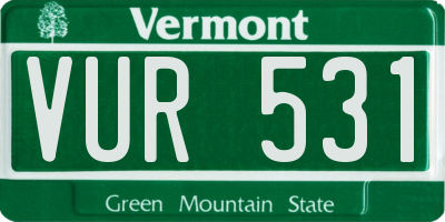 VT license plate VUR531