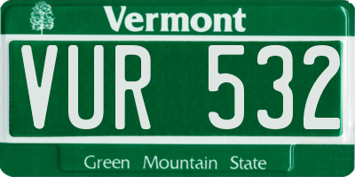 VT license plate VUR532