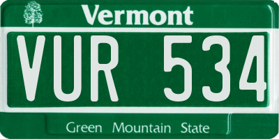 VT license plate VUR534