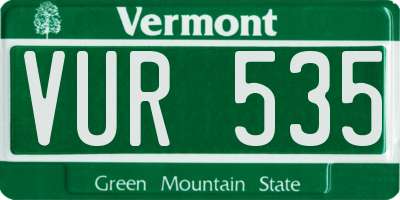 VT license plate VUR535