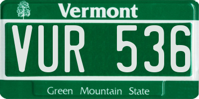 VT license plate VUR536