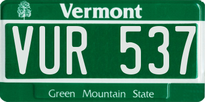 VT license plate VUR537