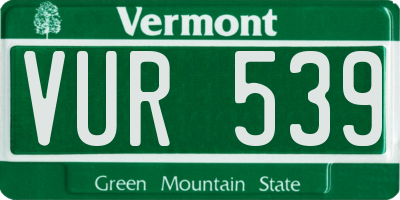 VT license plate VUR539