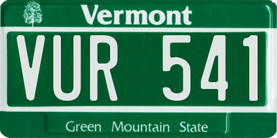 VT license plate VUR541