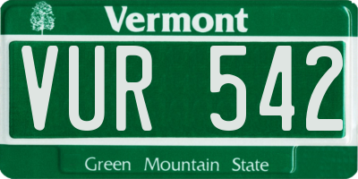 VT license plate VUR542