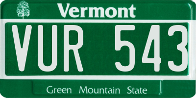 VT license plate VUR543