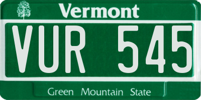 VT license plate VUR545