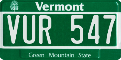 VT license plate VUR547