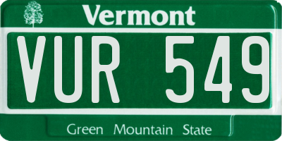 VT license plate VUR549