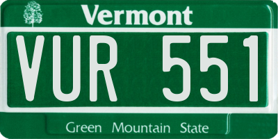VT license plate VUR551