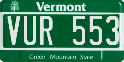 VT license plate VUR553