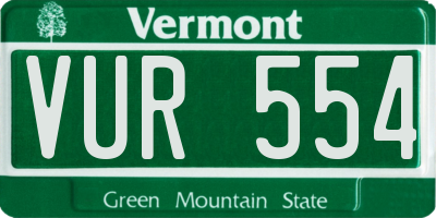 VT license plate VUR554