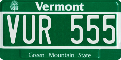 VT license plate VUR555