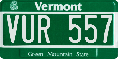 VT license plate VUR557