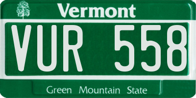 VT license plate VUR558