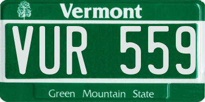 VT license plate VUR559