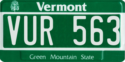 VT license plate VUR563