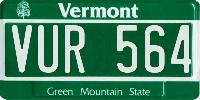 VT license plate VUR564